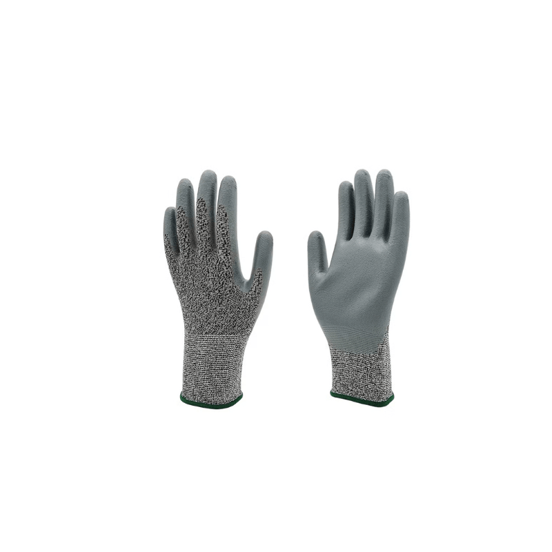 HPPE Glass Fiber Liner Smooth Nitrile Leather Coated Anti Cut Resistant  Levels 5 Work Safety Gloves