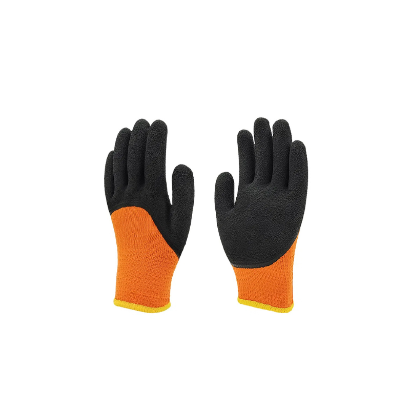Polyester Loop Thermal Terry Liner Latex Micro Foam Wrinkle Cold Resistant Outdoor Work Safety Glove