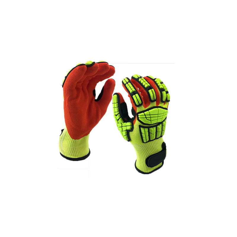 HPPE Cut Resistant Impact Protection TPR Work Safety Anti Slip / Vibration Nitrile Sandy Palm Coated